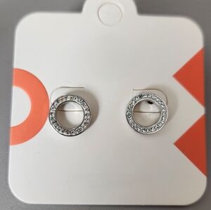Silver Crystal Circle Stud Earrings - Elegant Women’s Jewelry